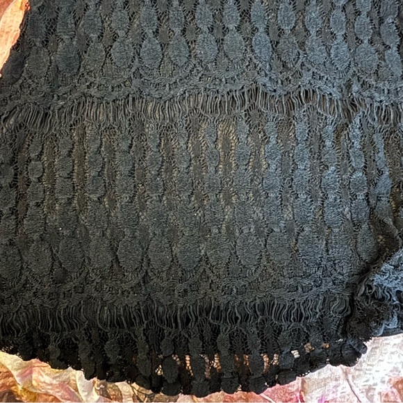 Black Lace Summer Dress with Lace Design, Slip, Back Zipper - Picture 5 of 11